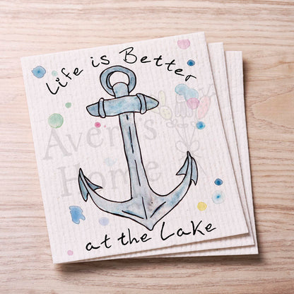 Life is Better at the Lake Swedish Cloth