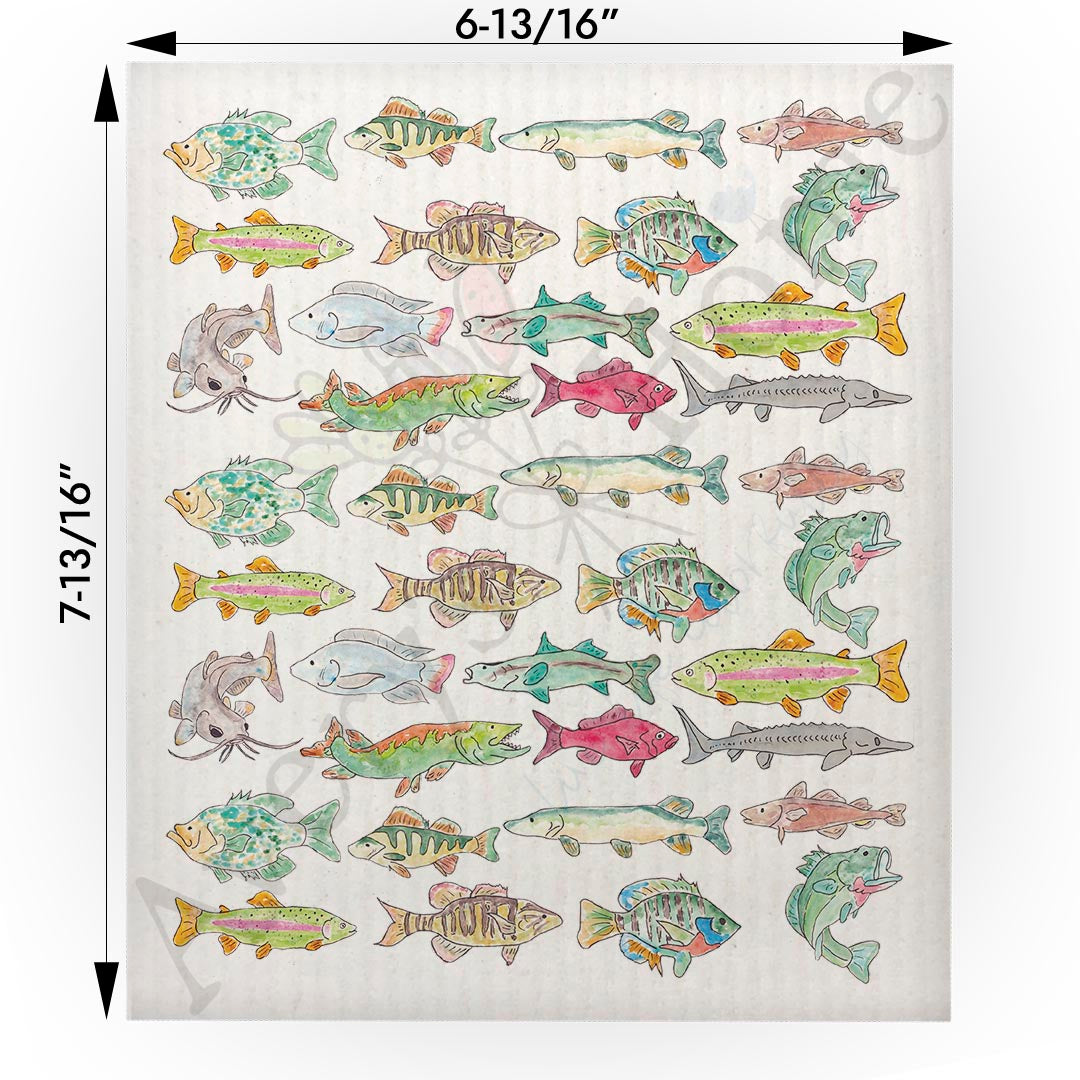 Lake Fish Pattern Swedish Cloth