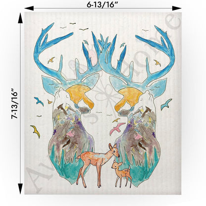 Deer Mountain Landscape Swedish Cloth