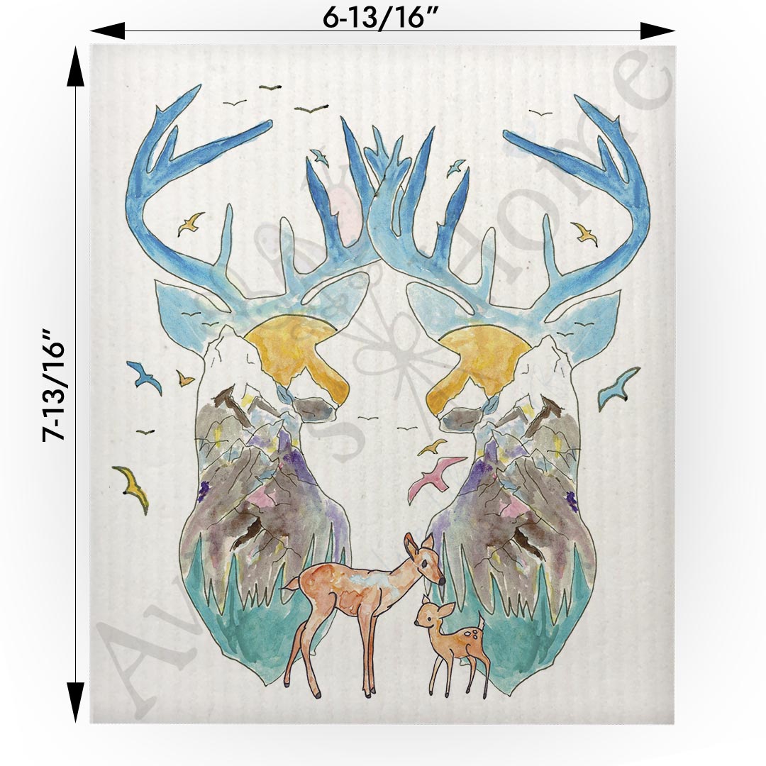 Deer Mountain Landscape Swedish Cloth
