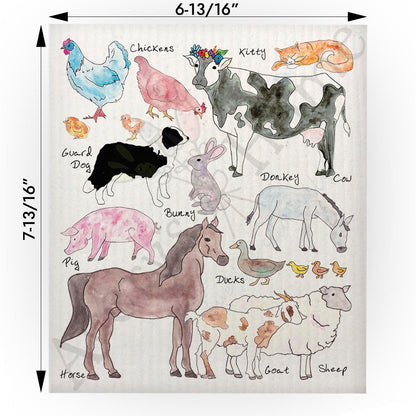Farm Animals Swedish Cloth