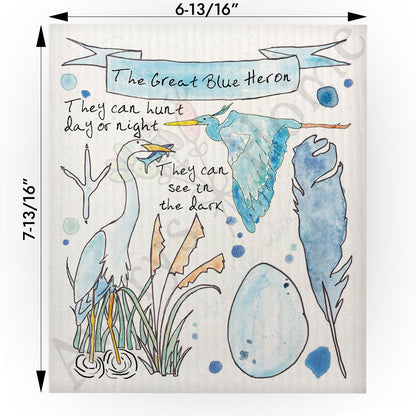 Blue Heron Facts Swedish Cloth