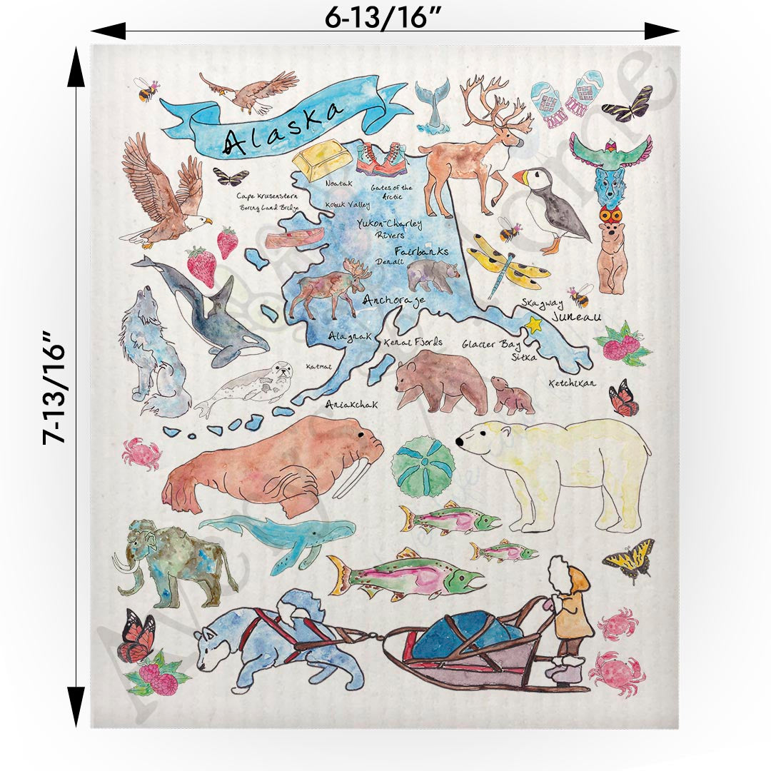 Alaska Map Swedish Cloth