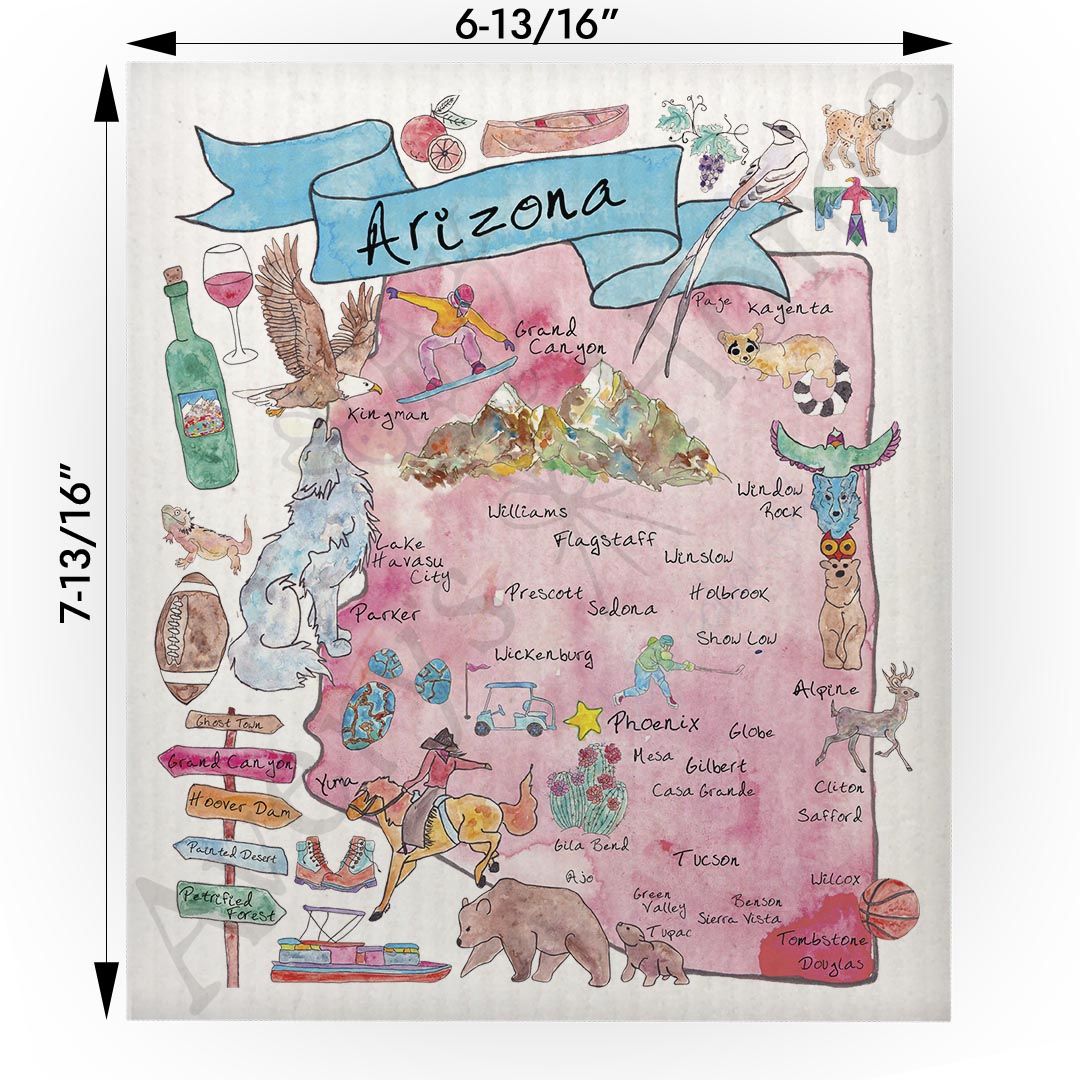 Arizona Map Swedish Cloth