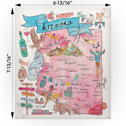 Arizona Map Swedish Cloth