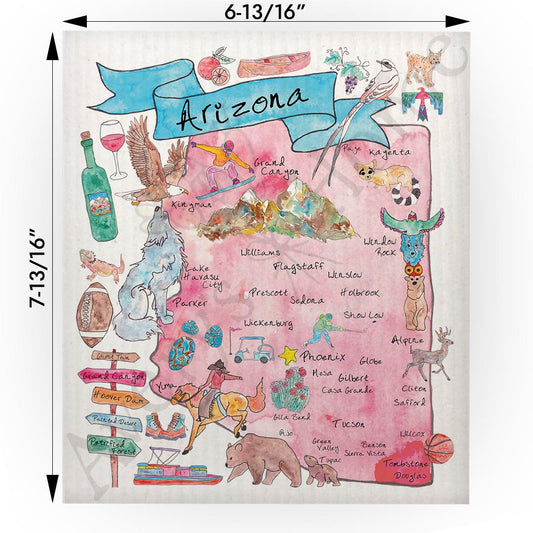 Arizona Map Swedish Cloth