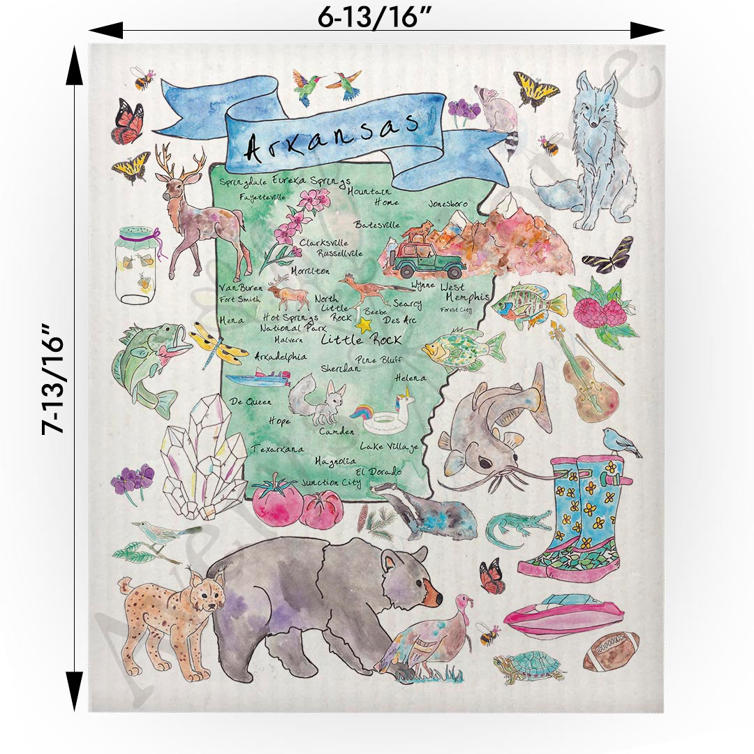 Arkansas Map  Swedish Cloth