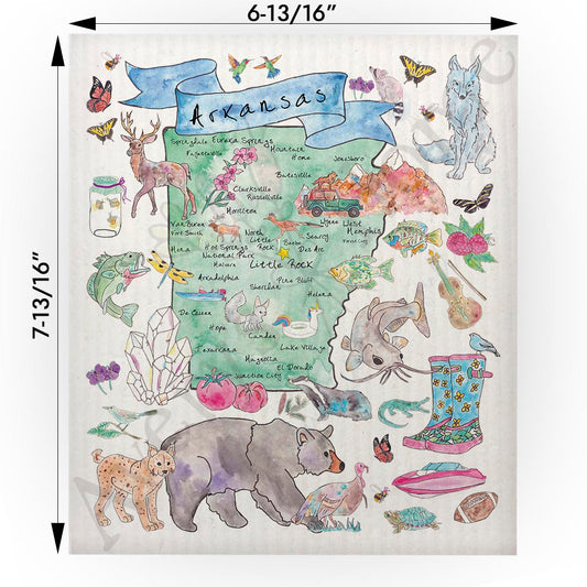 Arkansas Map  Swedish Cloth