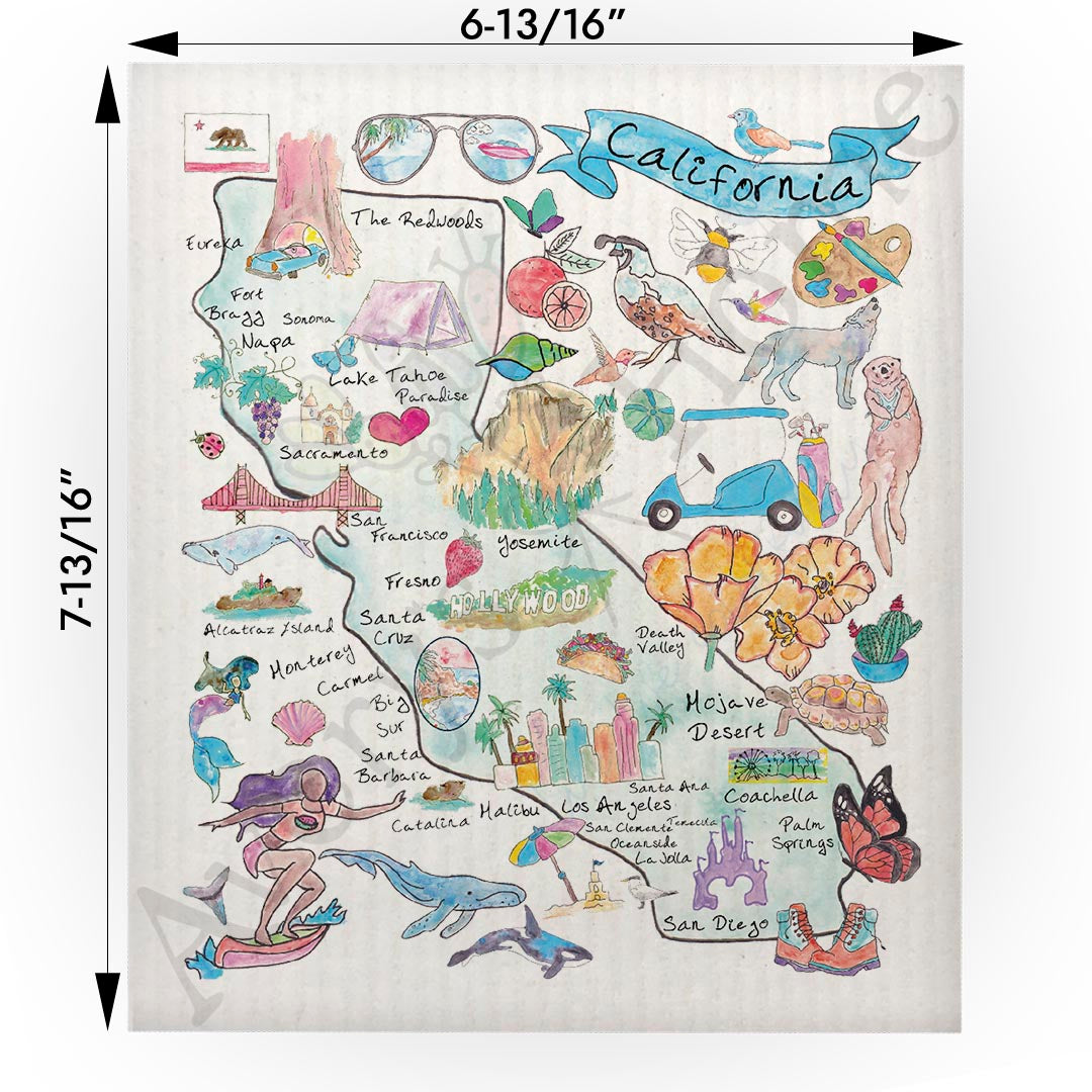 California Map Swedish Cloth