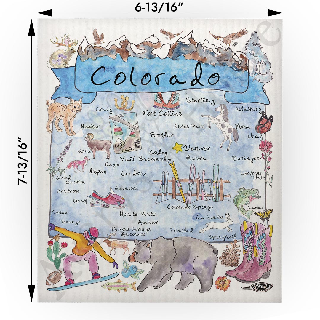 Colorado Map Swedish Cloth