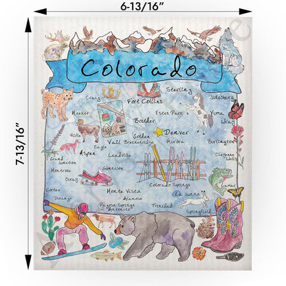 Colorado Map Swedish Cloth