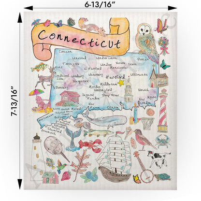 Connecticut Map Swedish Cloth