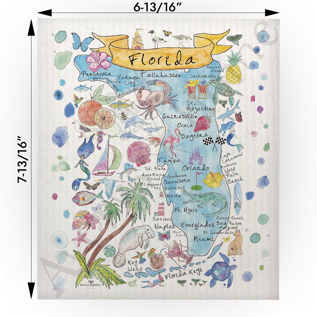 Florida Map Swedish Cloth