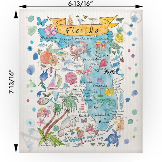 Florida Map Swedish Cloth