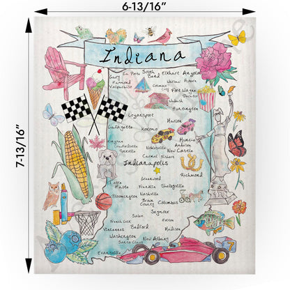 Indiana Map Swedish Cloth