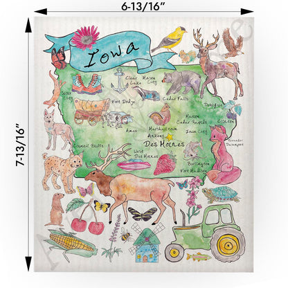 Iowa Map Swedish Cloth
