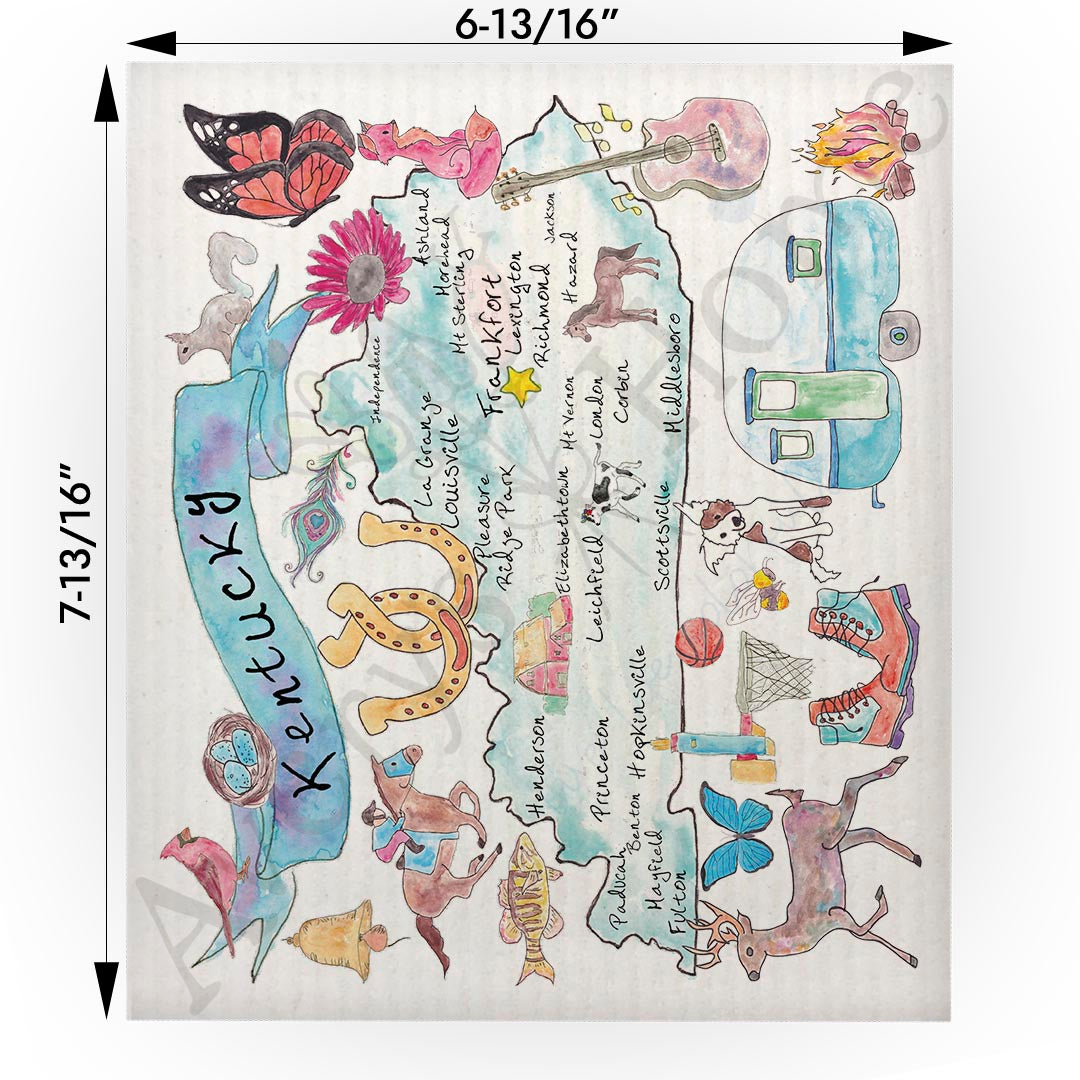 Kentucky Map Swedish Cloth