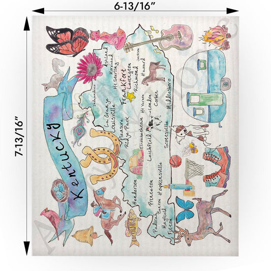 Kentucky Map Swedish Cloth