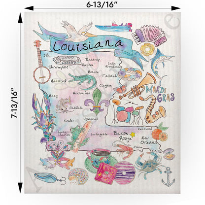 Louisiana Map Swedish Cloth