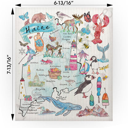 Maine Map Swedish Cloth