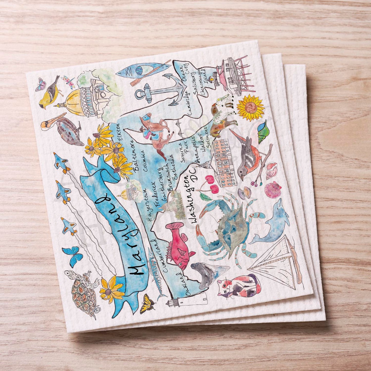 Maryland Map Swedish Cloth