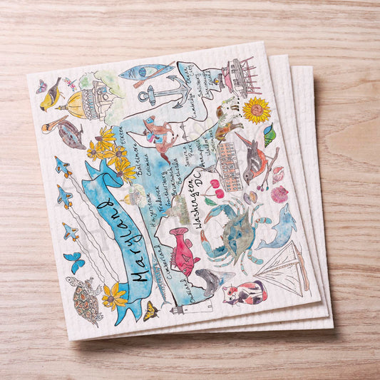 Maryland Map Swedish Cloth