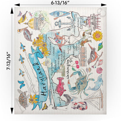 Maryland Map Swedish Cloth