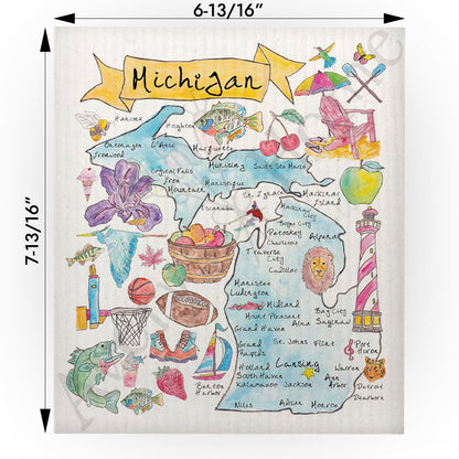Michigan Map Swedish Cloth