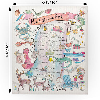 Mississippi Map Swedish Cloth