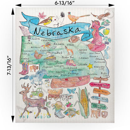 Nebraska Map Swedish Cloth