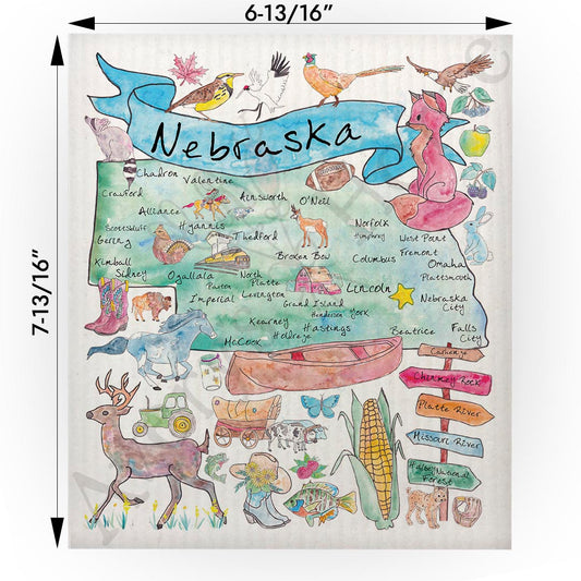 Nebraska Map Swedish Cloth