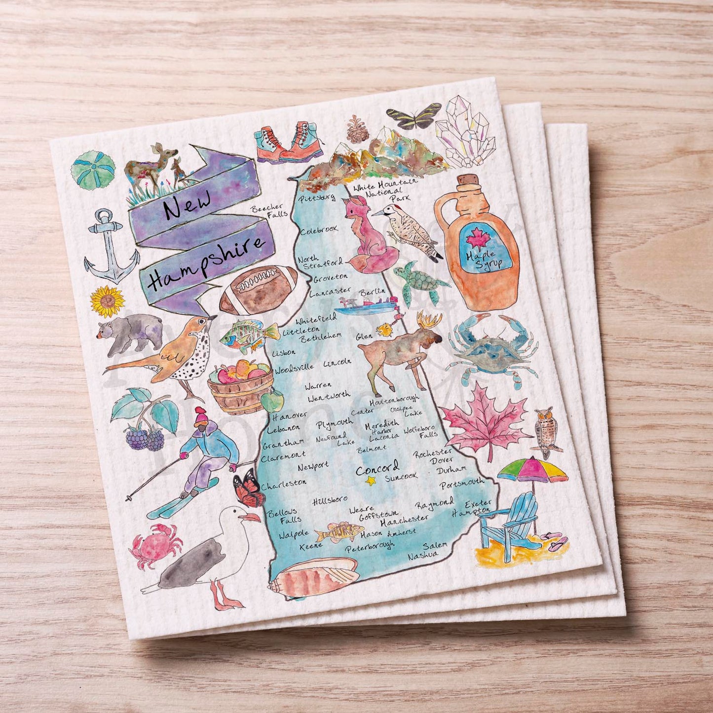 New Hampshire Map  Swedish Cloth