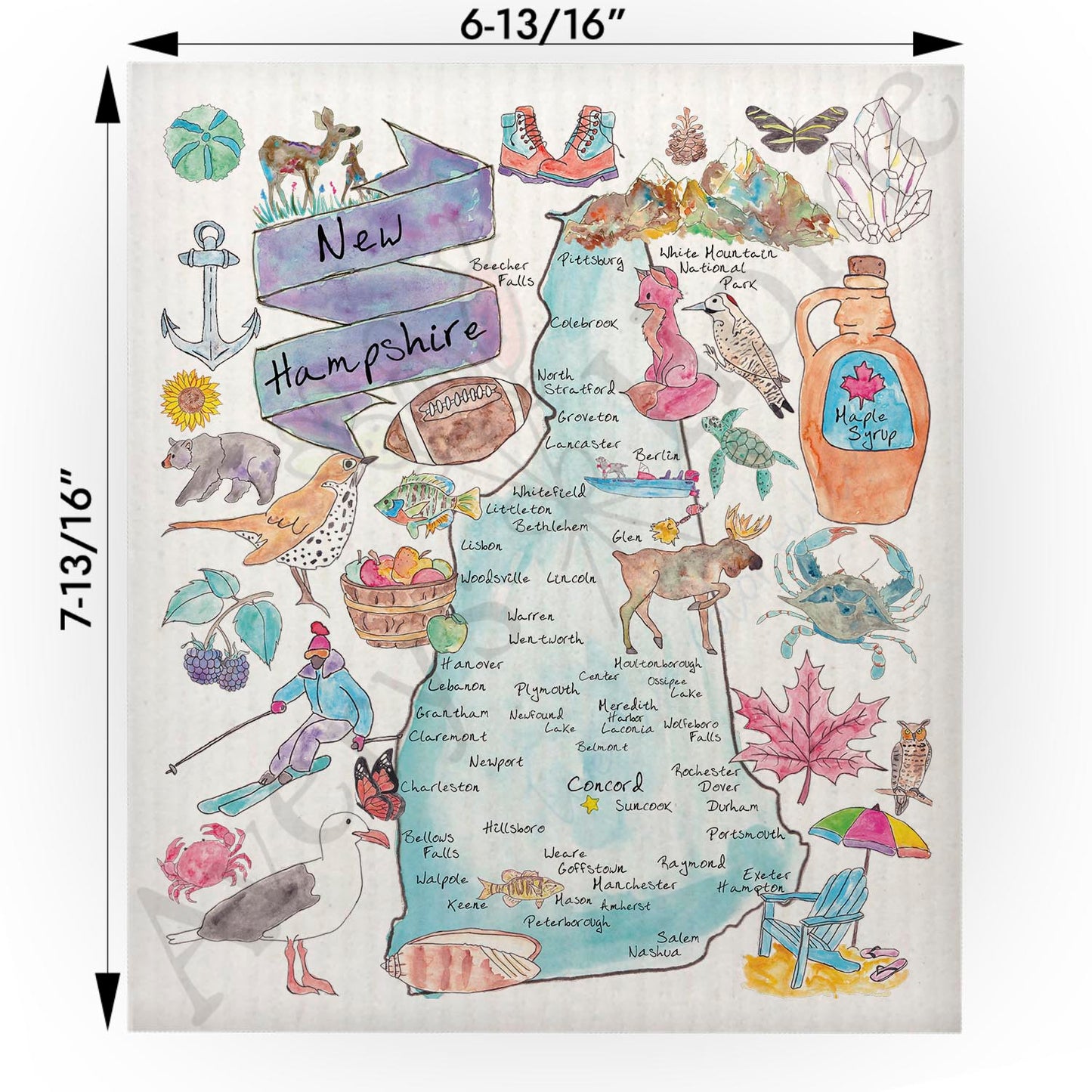 New Hampshire Map  Swedish Cloth