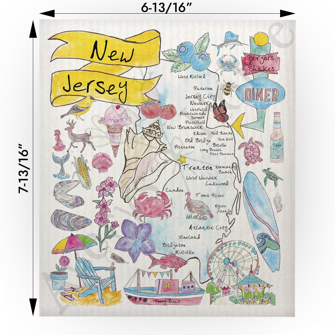 New Jersey Map  Swedish Cloth