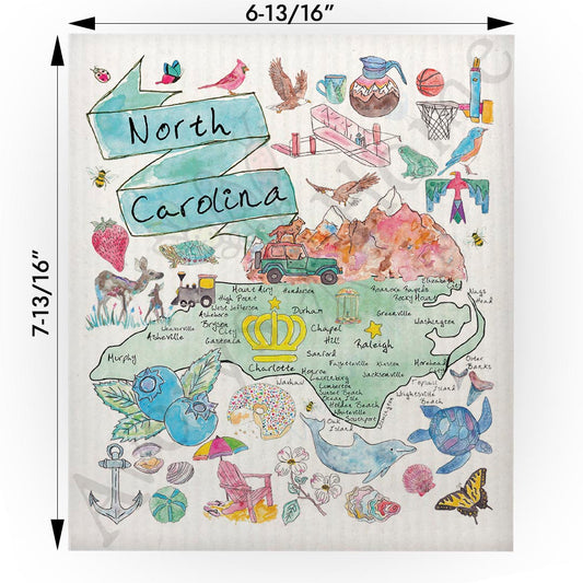 North Carolina Map Swedish Cloth