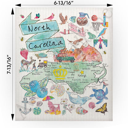 North Carolina Map Swedish Cloth