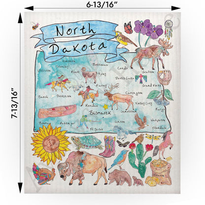 North Dakota Map  Swedish Cloth