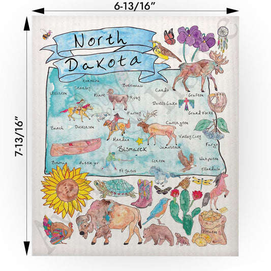 North Dakota Map  Swedish Cloth