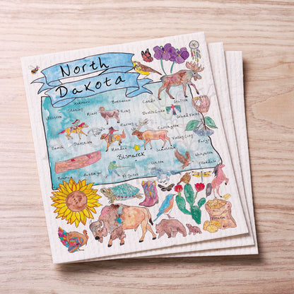 North Dakota Map  Swedish Cloth