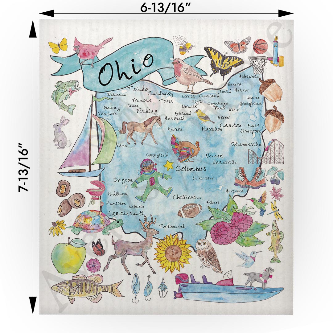 Ohio Map  Swedish Cloth