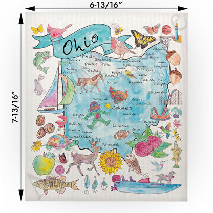 Ohio Map  Swedish Cloth