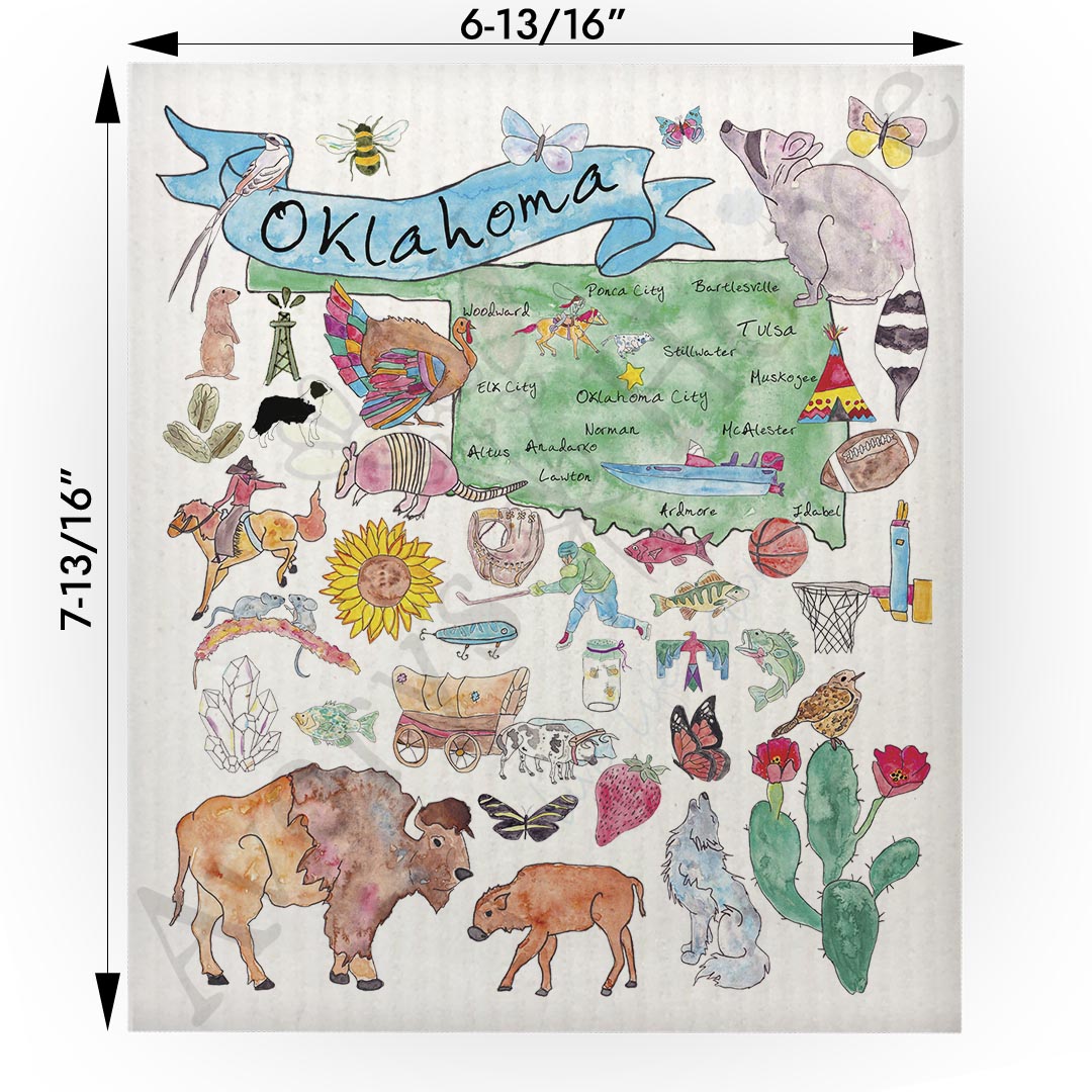 Oklahoma Map Swedish Cloth