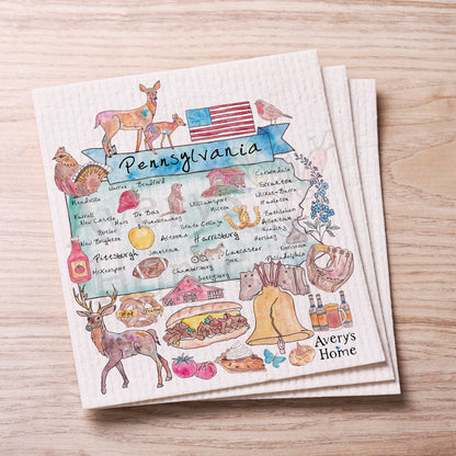 Pennsylvania Map Swedish Cloth