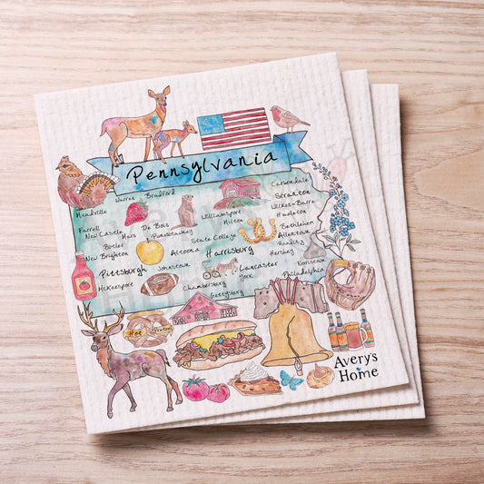Pennsylvania Map Swedish Cloth
