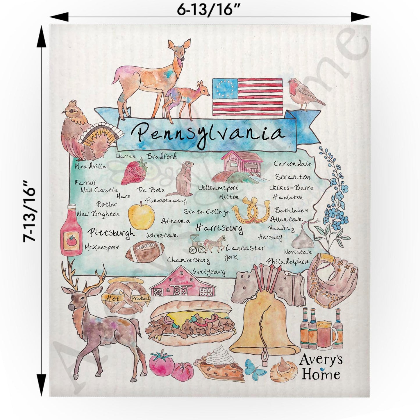 Pennsylvania Map Swedish Cloth