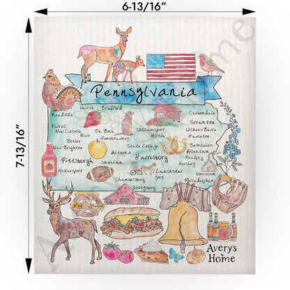 Pennsylvania Map Swedish Cloth