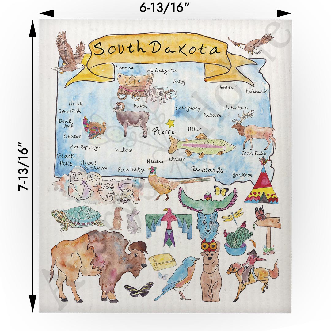 South Dakota Map  Swedish Cloth