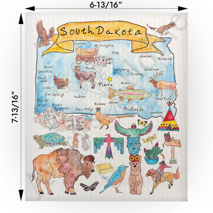 South Dakota Map  Swedish Cloth