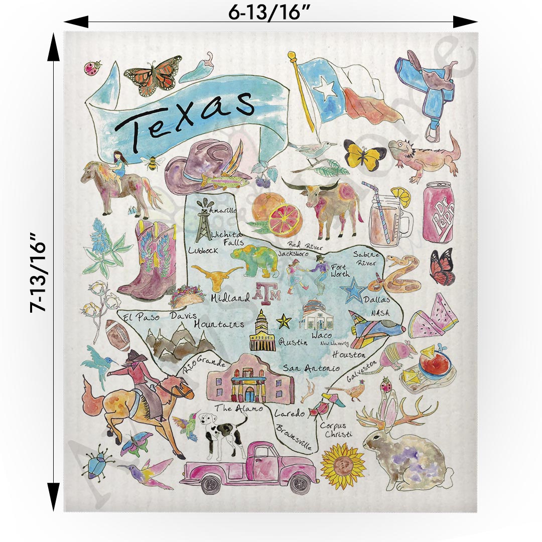 Texas Map Swedish Cloth