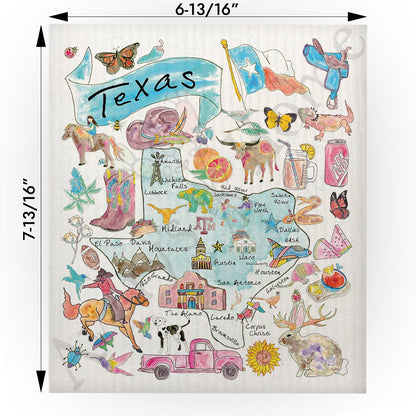 Texas Map Swedish Cloth